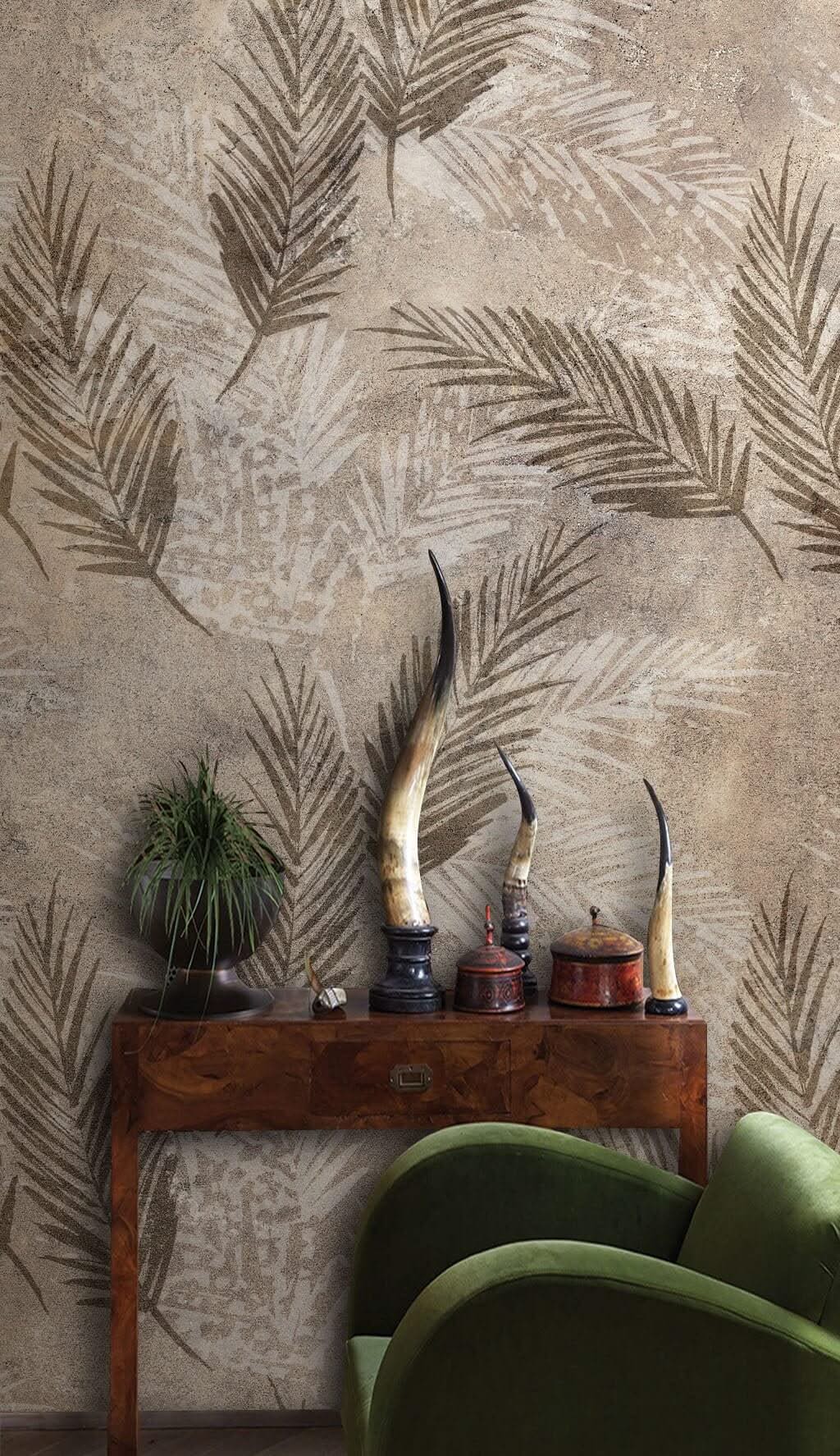 Brown Leaves Pattern Wallpaper Mural