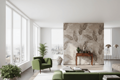 Brown Leaves Pattern Wallpaper Mural