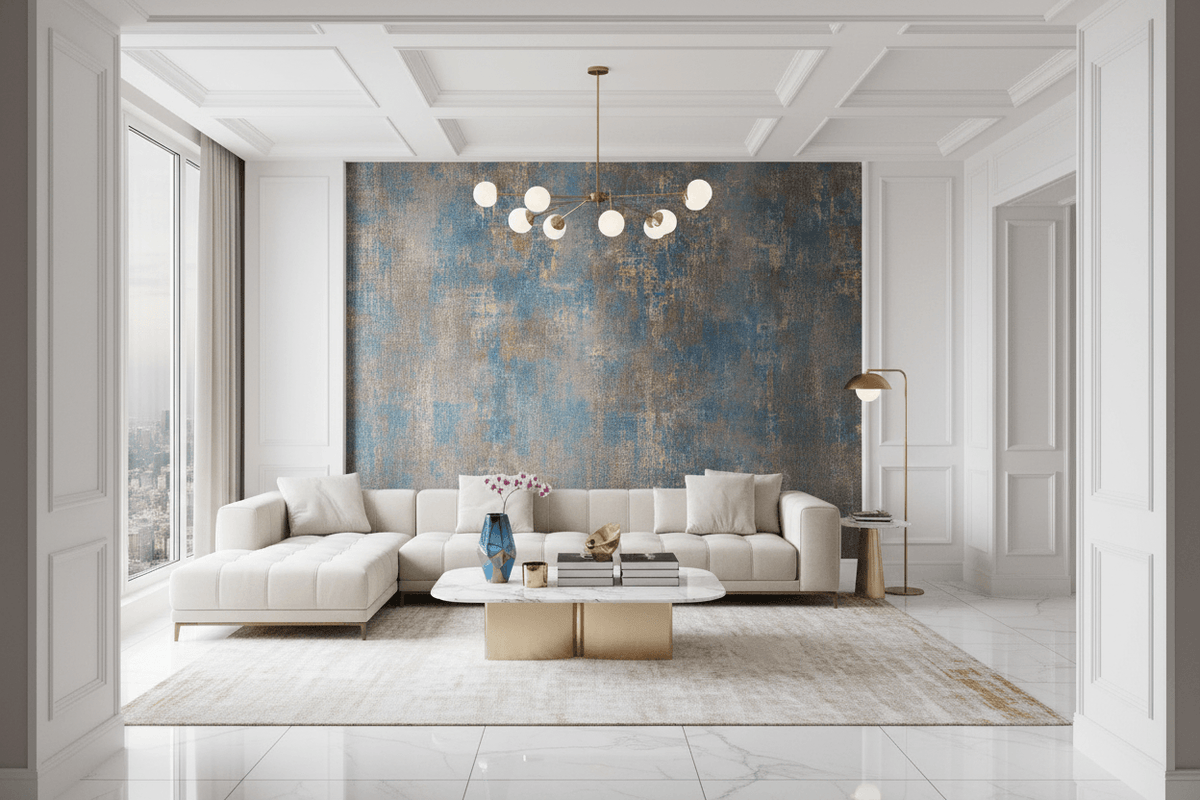 Brushed Blues Abstract Wallpaper Mural