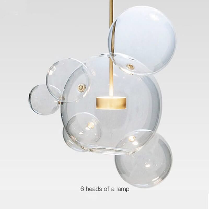Bubbles Glass Chandelier – Clear & Frosted Multi-Head Pendant Light