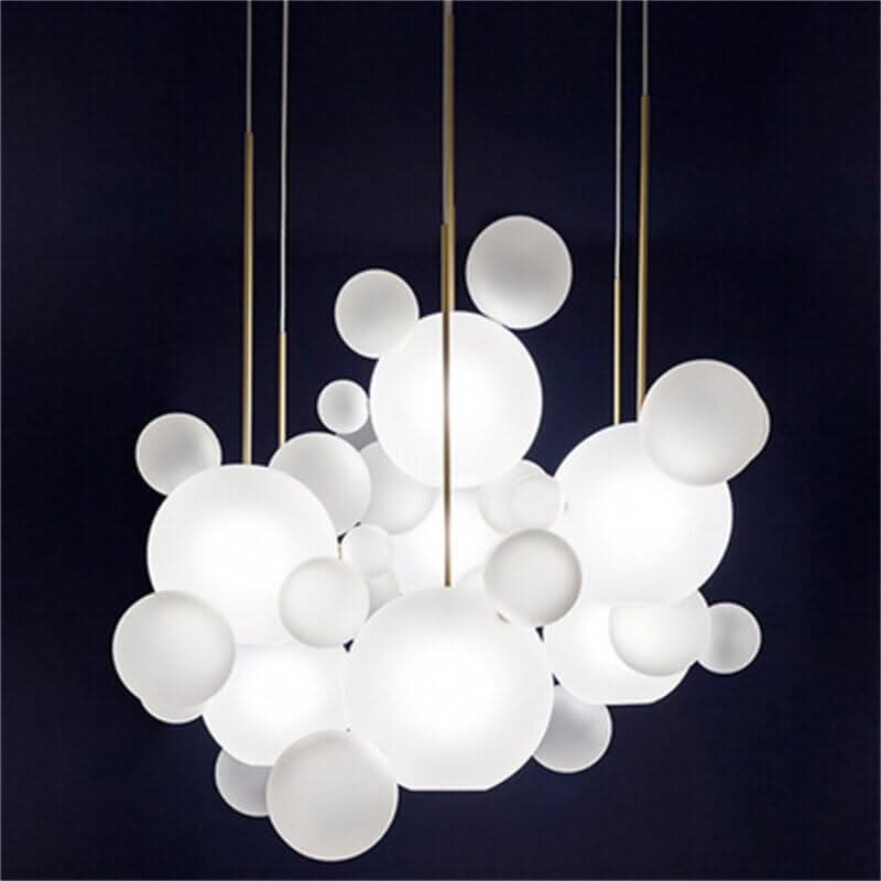 Bubbles Glass Chandelier – Clear & Frosted Multi-Head Pendant Light