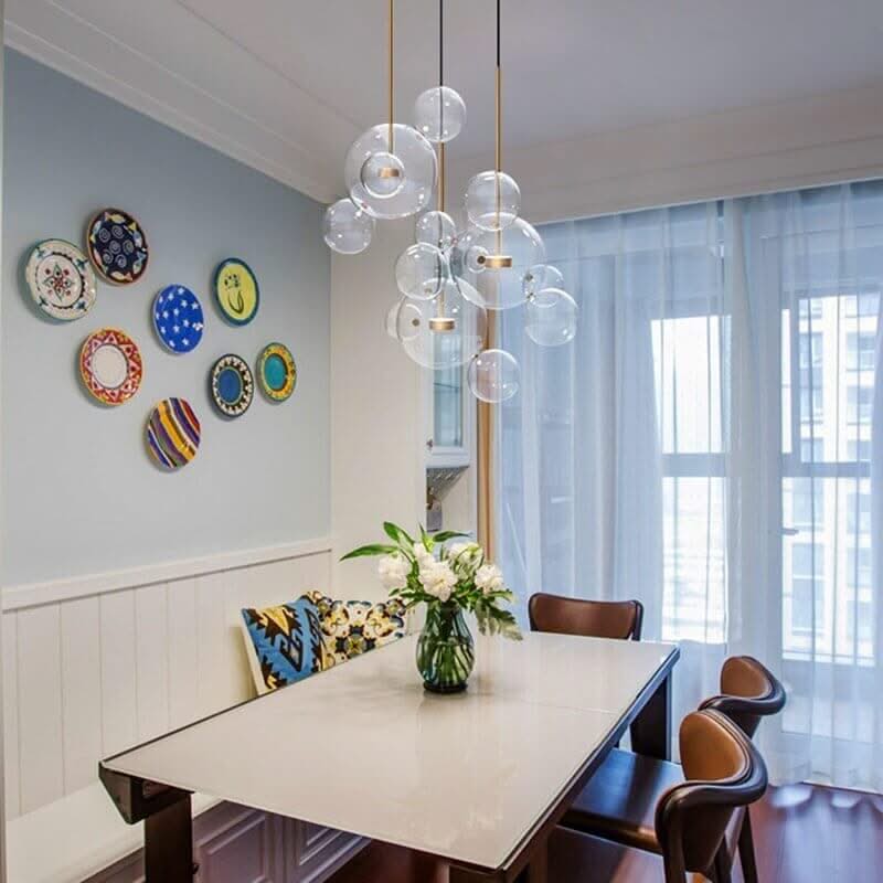 Bubbles Glass Chandelier – Clear & Frosted Multi-Head Pendant Light