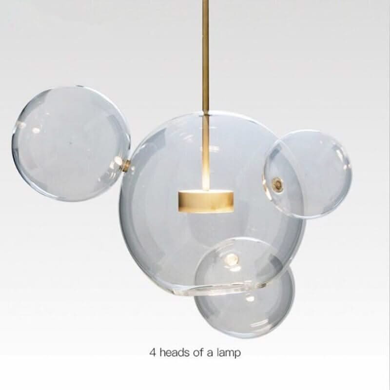 Bubbles Glass Chandelier – Clear & Frosted Multi-Head Pendant Light