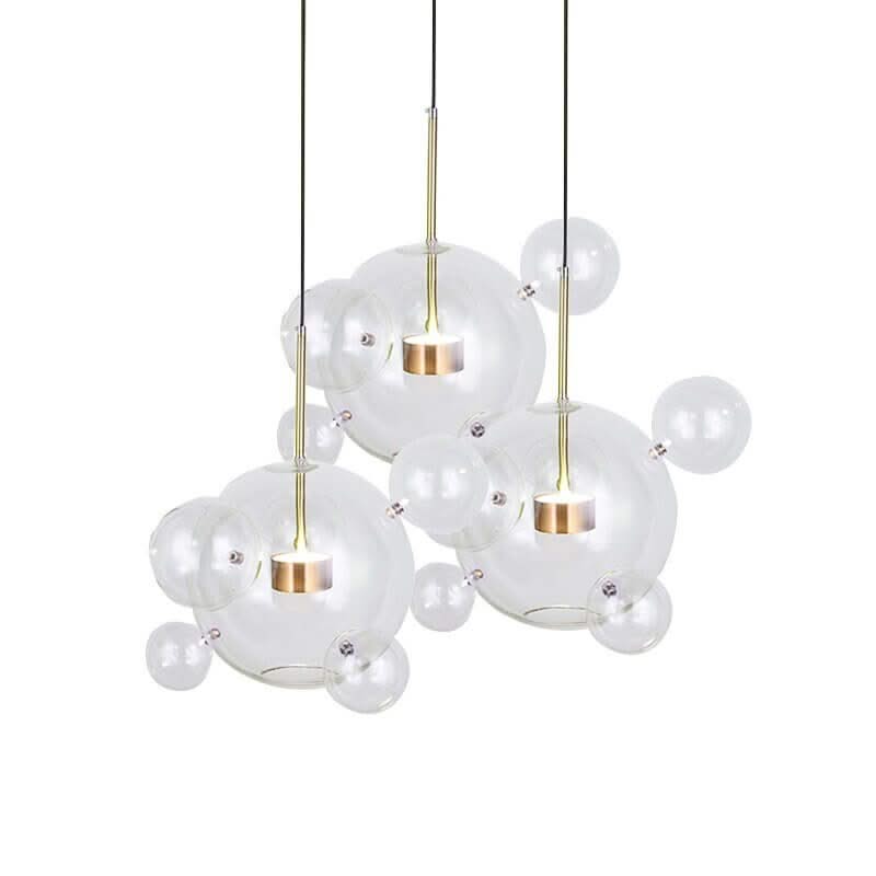 Bubbles Glass Chandelier – Clear & Frosted Multi-Head Pendant Light