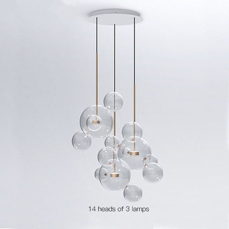 Bubbles Glass Chandelier – Clear & Frosted Multi-Head Pendant Light