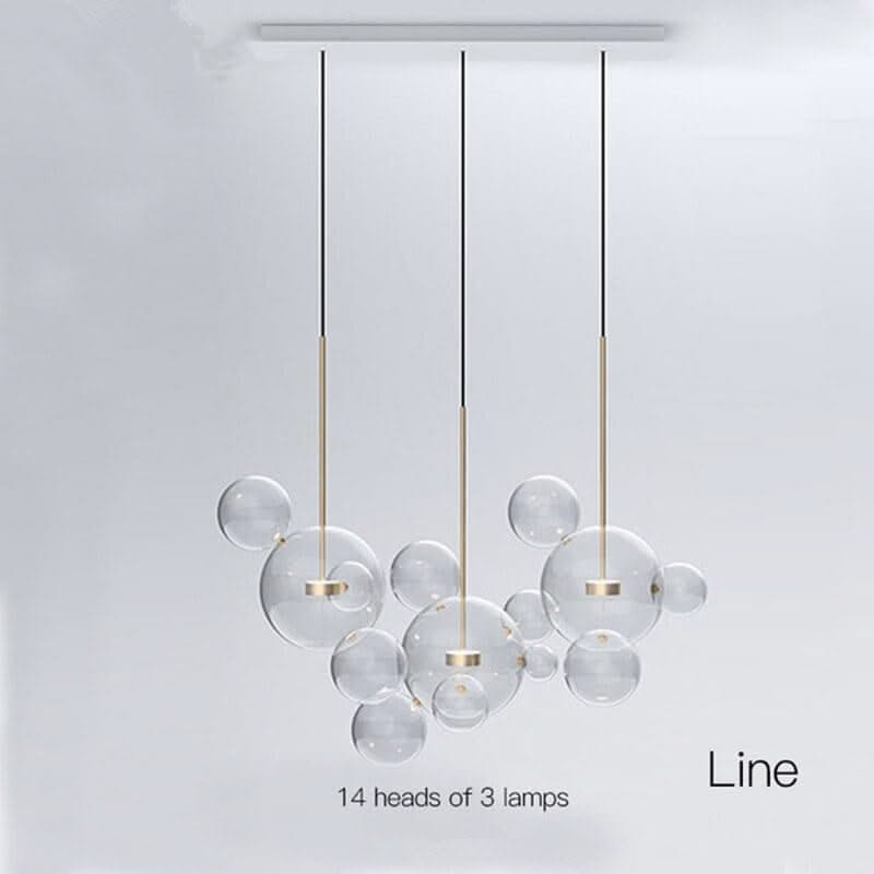 Bubbles Glass Chandelier – Clear & Frosted Multi-Head Pendant Light