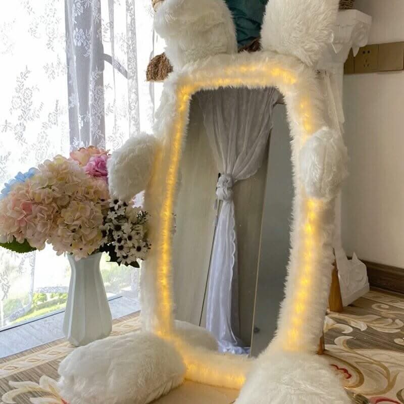 Bunny Rabbit LED Mirror – Full-Length, Framed, Bedroom & Balcony Decor