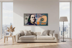 Burning 100 Dollar Bill Joker Canvas Wall Art