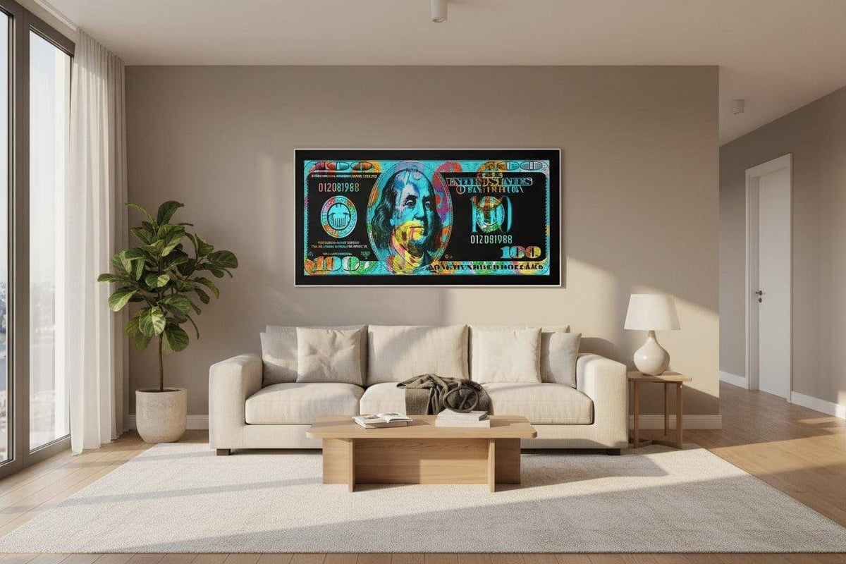 Burning 100 Dollar Bill Shade Canvas Wall Art