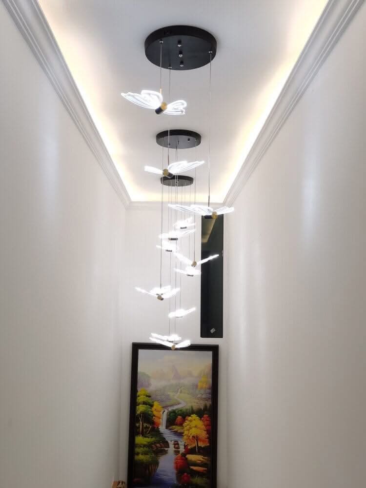 Butterfly Staircase Chandelier – Artistic LED Pendant, 3 to 35 Lights, Dimmable Option
