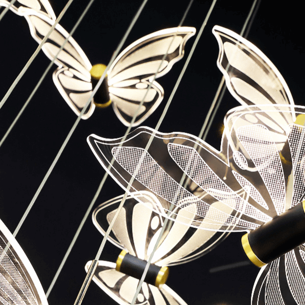 Butterfly Staircase Chandelier – Artistic LED Pendant, 3 to 35 Lights, Dimmable Option