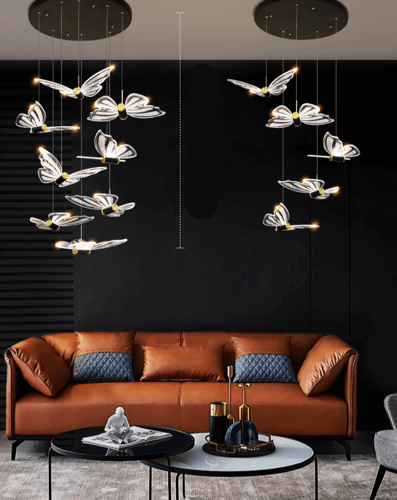 Butterfly Staircase Chandelier – Artistic LED Pendant, 3 to 35 Lights, Dimmable Option