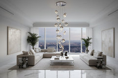 C-Shaped Crystal Staircase Chandelier – Aluminium & Iron LED Pendant, 1 to 21 Heads, 3 Colour Modes