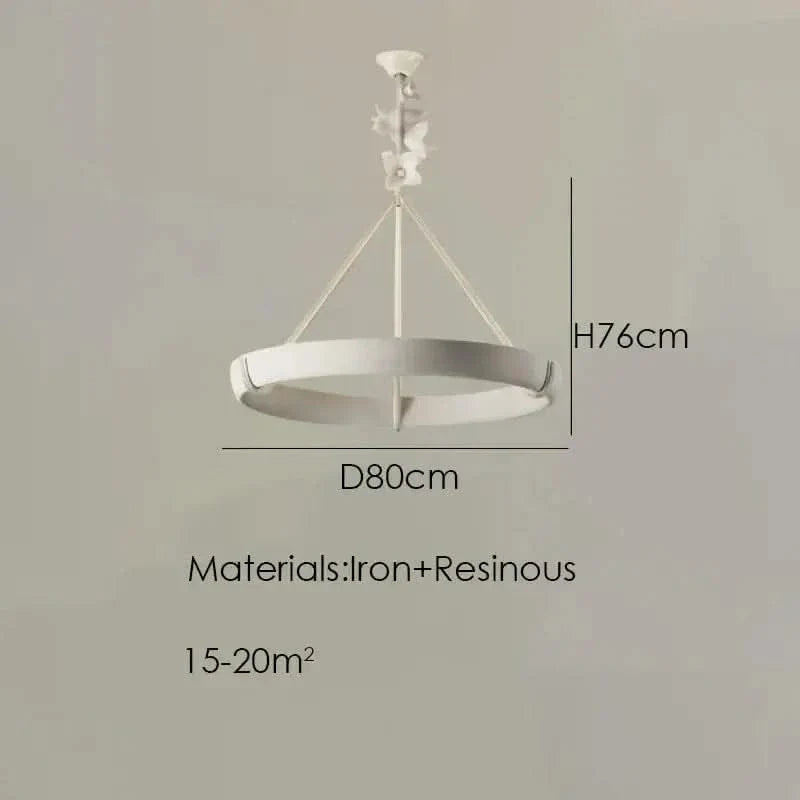 Calderone Resin Ring Ceiling Chandelier – Semi-Flush Mount Iron Resin, CCC & CE Certified, 1-Year Warranty