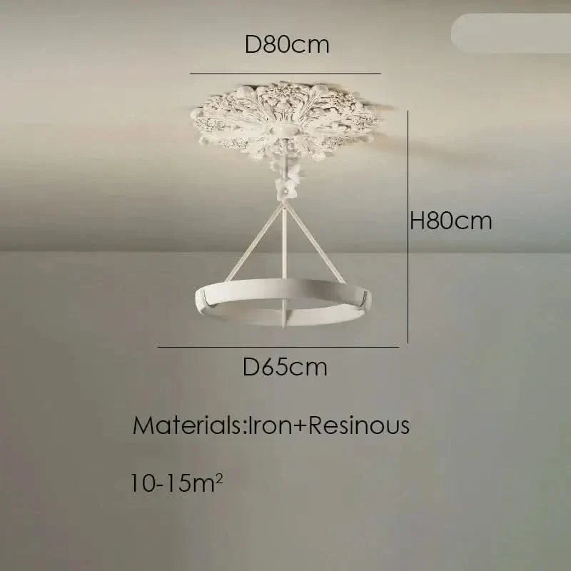 Calderone Resin Ring Ceiling Chandelier – Semi-Flush Mount Iron Resin, CCC & CE Certified, 1-Year Warranty
