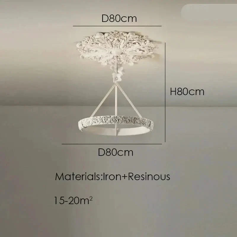 Calderone Resin Ring Ceiling Chandelier – Semi-Flush Mount Iron Resin, CCC & CE Certified, 1-Year Warranty