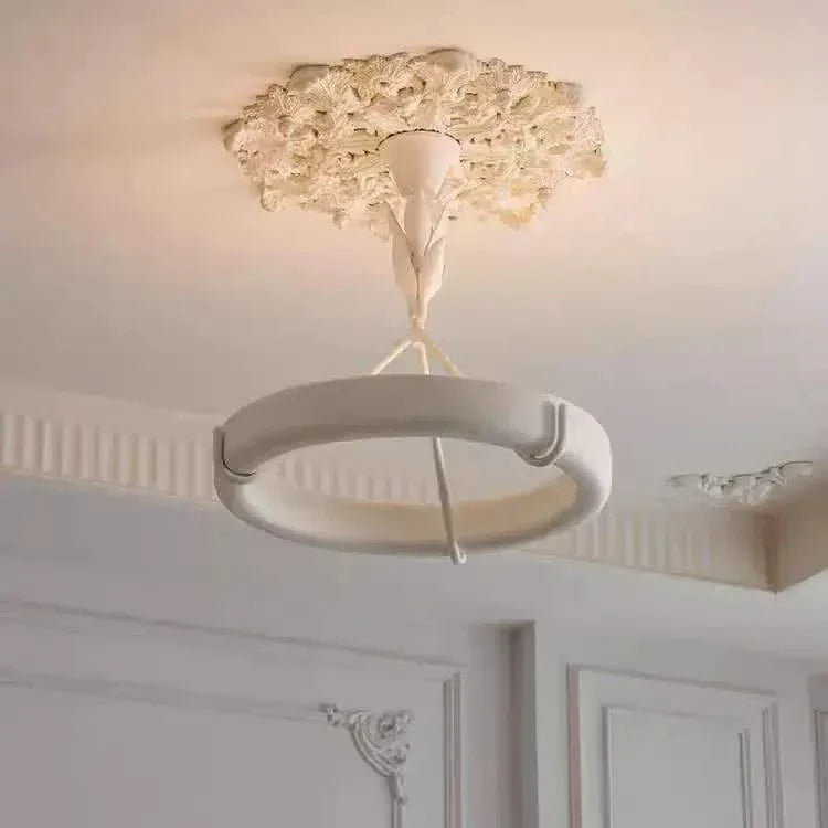 Calderone Resin Ring Ceiling Chandelier – Semi-Flush Mount Iron Resin, CCC & CE Certified, 1-Year Warranty