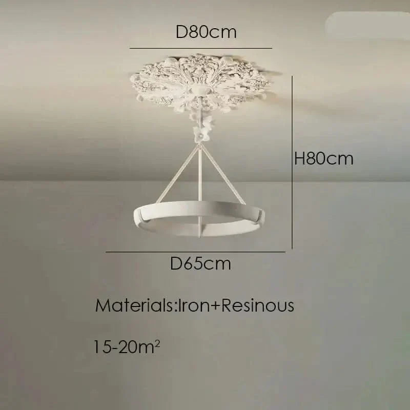Calderone Resin Ring Ceiling Chandelier – Semi-Flush Mount Iron Resin, CCC & CE Certified, 1-Year Warranty