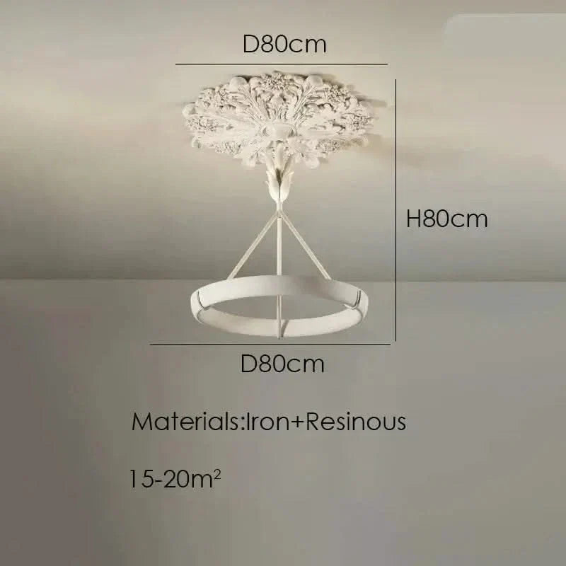 Calderone Resin Ring Ceiling Chandelier – Semi-Flush Mount Iron Resin, CCC & CE Certified, 1-Year Warranty