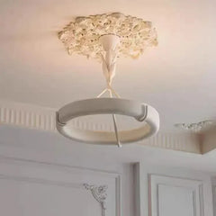 Calderone Resin Ring Ceiling Chandelier – Semi-Flush Mount Iron Resin, CCC & CE Certified, 1-Year Warranty