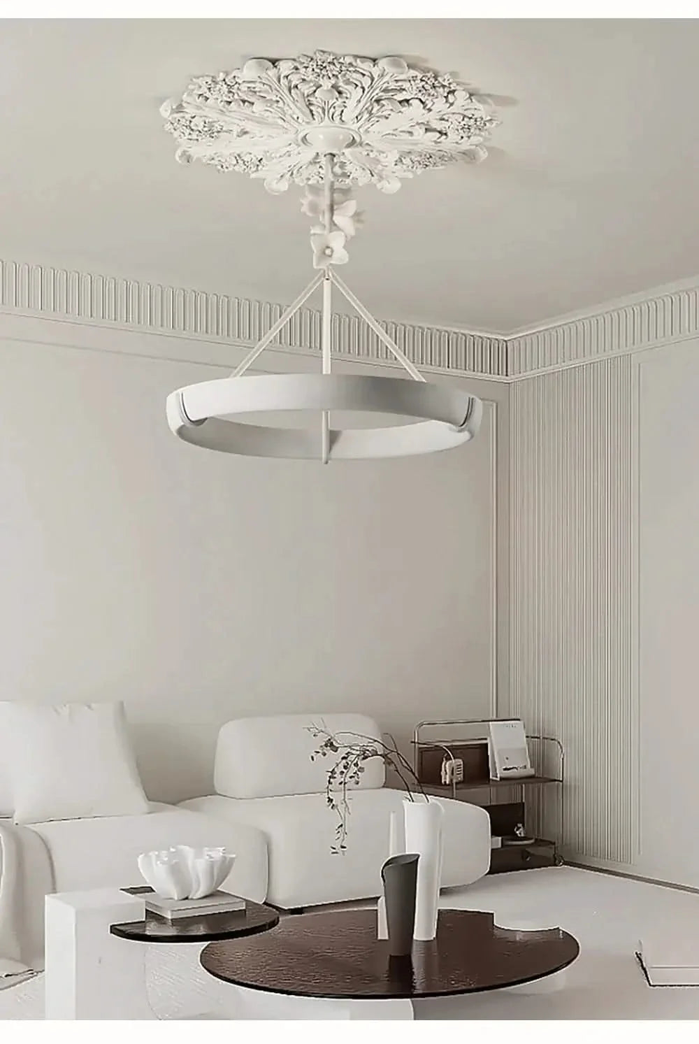 Calderone Resin Ring Ceiling Chandelier – Semi-Flush Mount Iron Resin, CCC & CE Certified, 1-Year Warranty