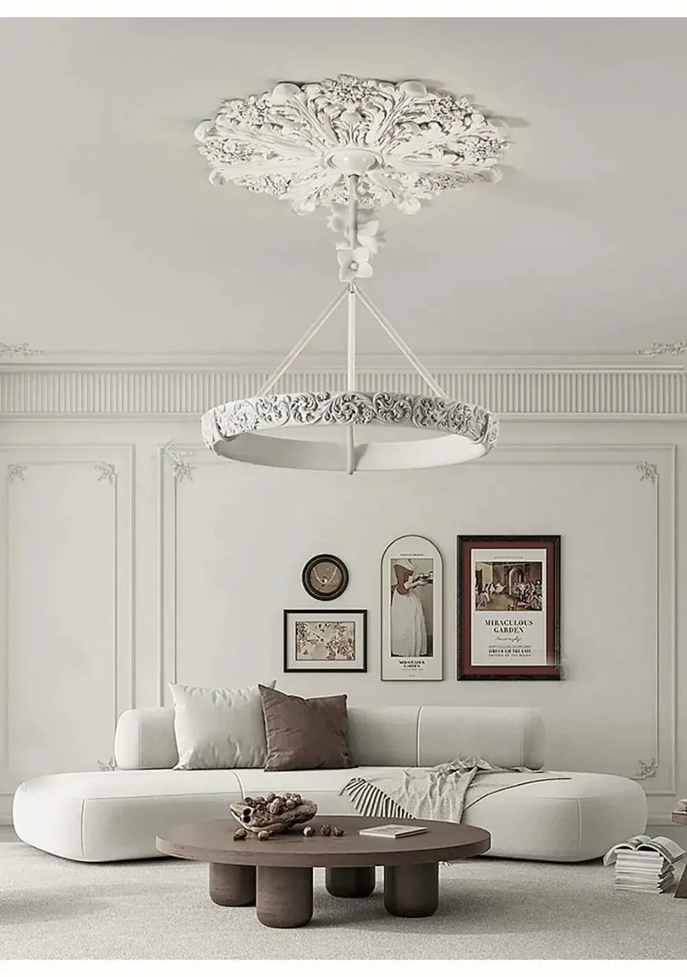 Calderone Resin Ring Ceiling Chandelier – Semi-Flush Mount Iron Resin, CCC & CE Certified, 1-Year Warranty