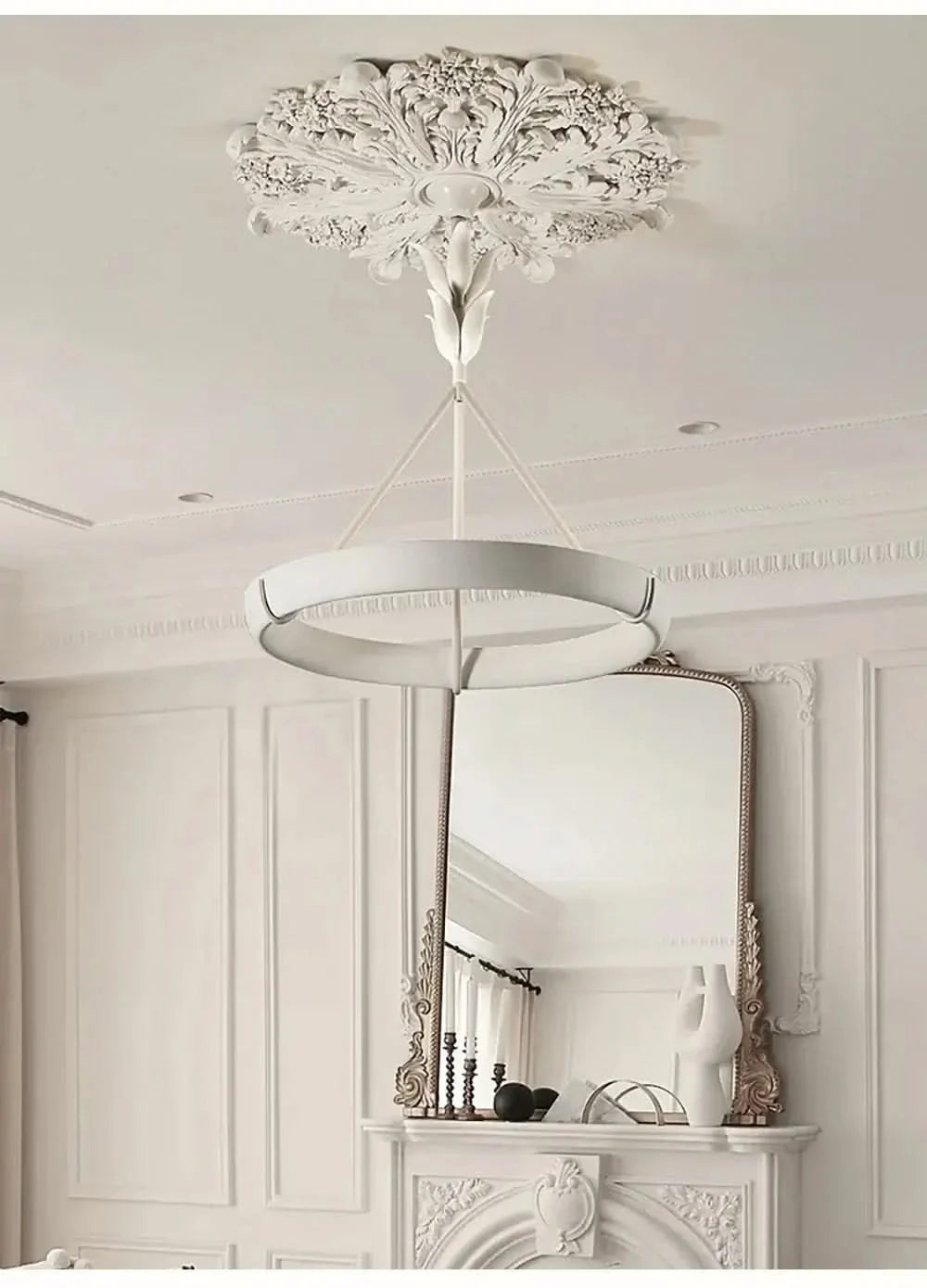 Calderone Resin Ring Ceiling Chandelier – Semi-Flush Mount Iron Resin, CCC & CE Certified, 1-Year Warranty