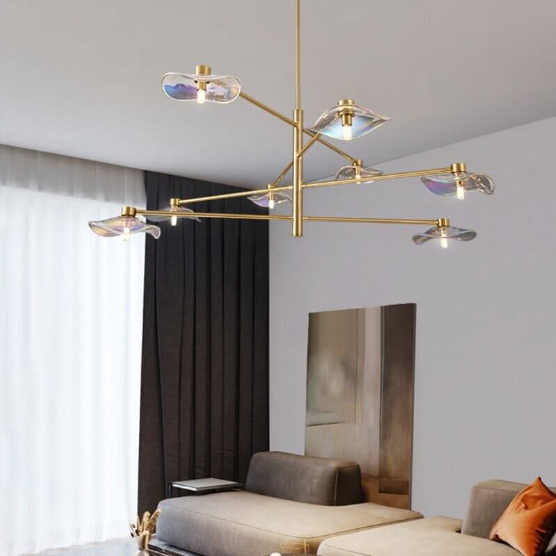 Calla LED Chandelier – Black & Gold G9 Semi-Flush in White & Warm Light
