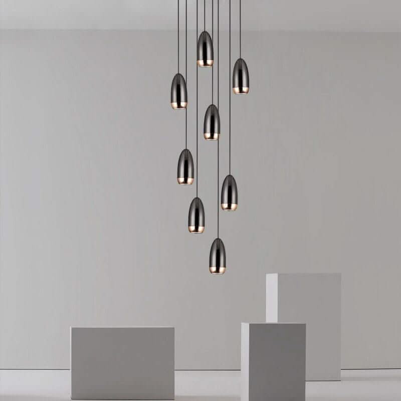 Capsule Design Staircase Chandelier – Aluminium LED Pendant, 1 to 20 Lights, Warm & Cool White