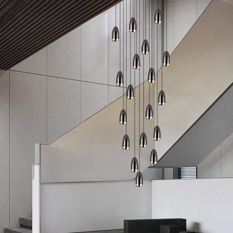 Capsule Design Staircase Chandelier – Aluminium LED Pendant, 1 to 20 Lights, Warm & Cool White