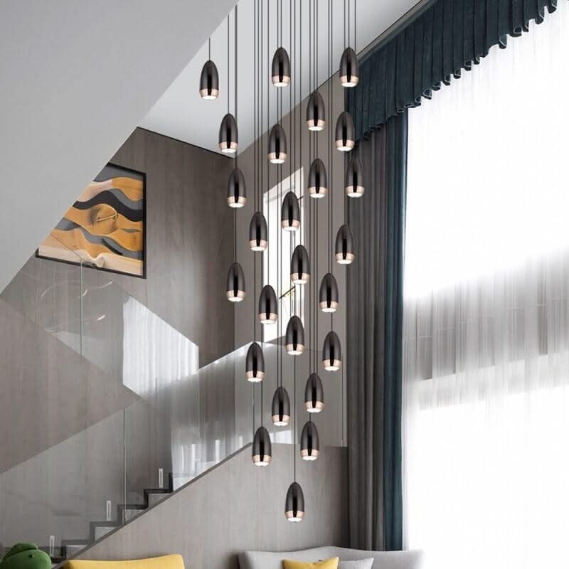 Capsule Design Staircase Chandelier – Aluminium LED Pendant, 1 to 20 Lights, Warm & Cool White
