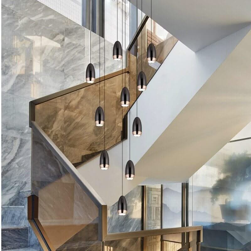 Capsule Design Staircase Chandelier – Aluminium LED Pendant, 1 to 20 Lights, Warm & Cool White