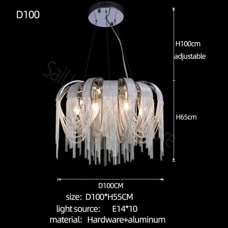 Chain Chandelier – Gold & Black LED in D60, D80 & D100cm, White & Warm Light