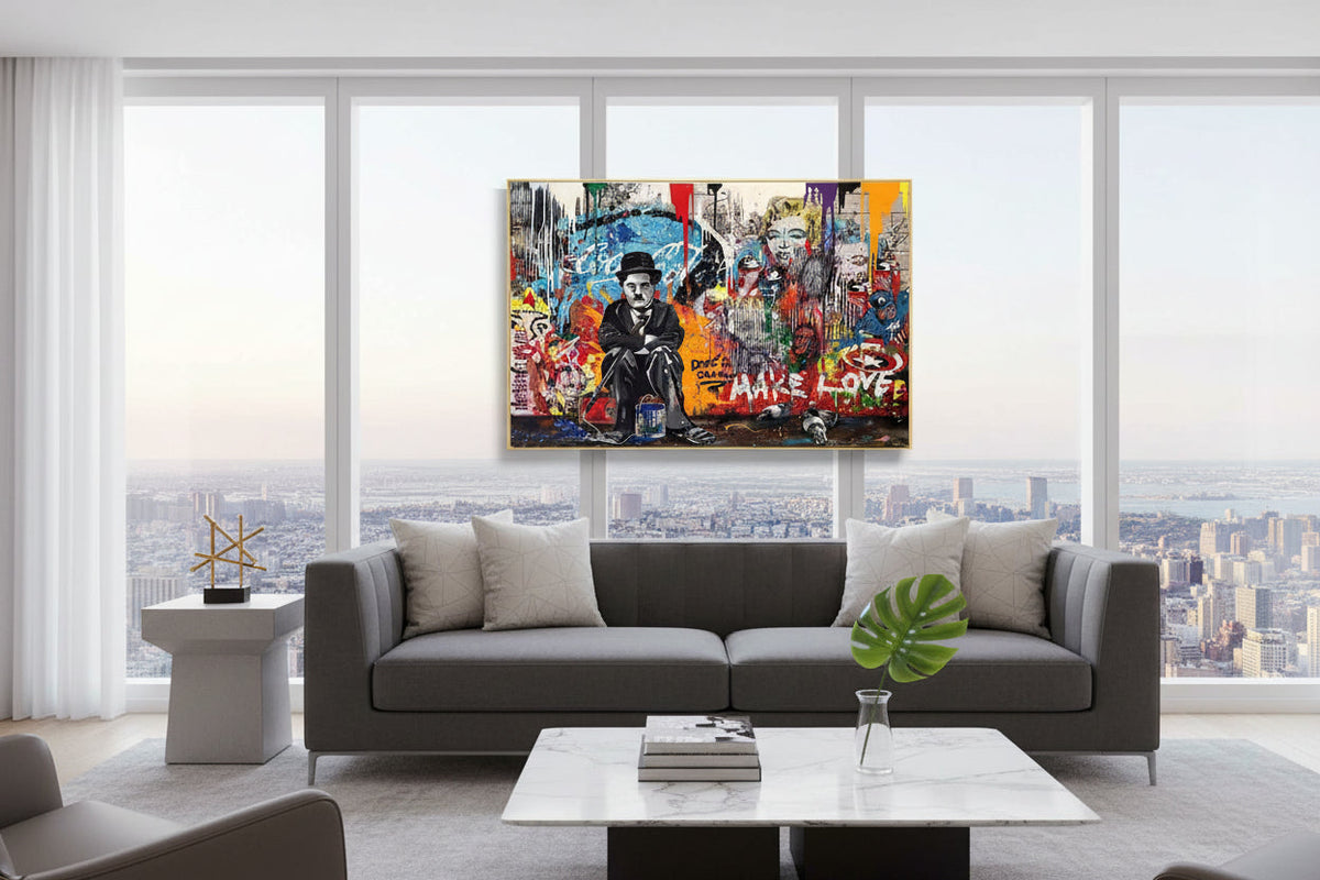 Charlie Chaplin Graffiti Wall Art Canvas Painting Poster