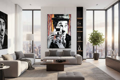 Charlie Chaplin with Camera Canvas Wall Art