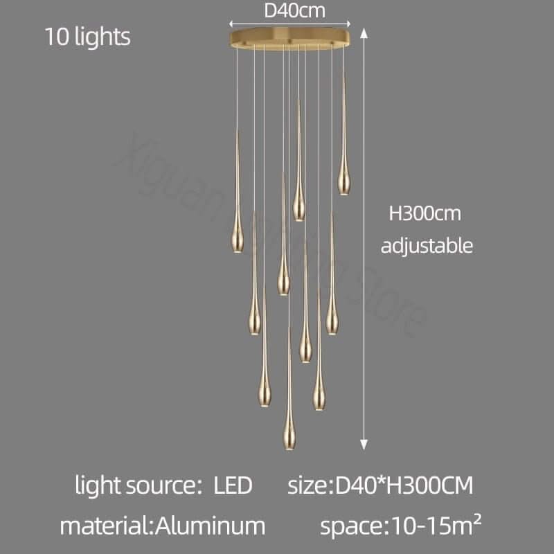 Circular Cone Staircase Chandelier – Modern LED Pendant, 1 to 25 Lights, 3 Colour Modes