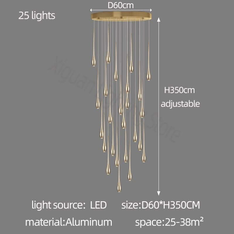 Circular Cone Staircase Chandelier – Modern LED Pendant, 1 to 25 Lights, 3 Colour Modes