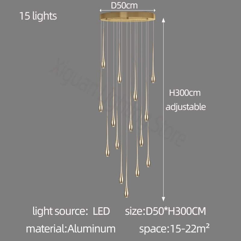 Circular Cone Staircase Chandelier – Modern LED Pendant, 1 to 25 Lights, 3 Colour Modes