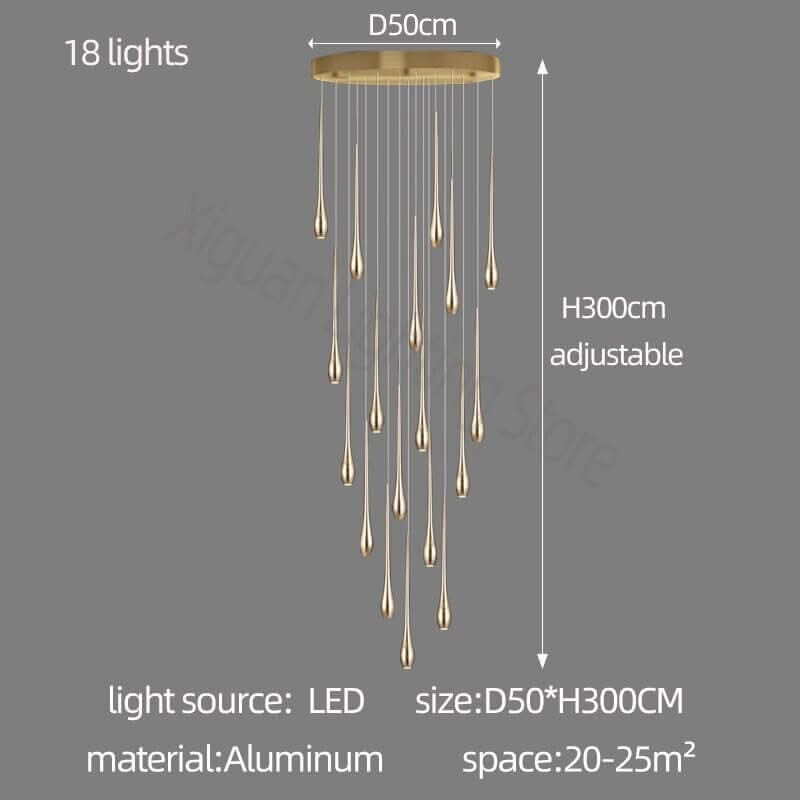 Circular Cone Staircase Chandelier – Modern LED Pendant, 1 to 25 Lights, 3 Colour Modes