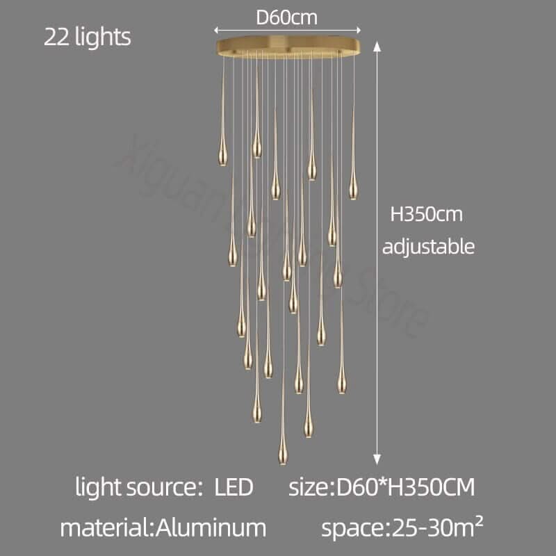 Circular Cone Staircase Chandelier – Modern LED Pendant, 1 to 25 Lights, 3 Colour Modes