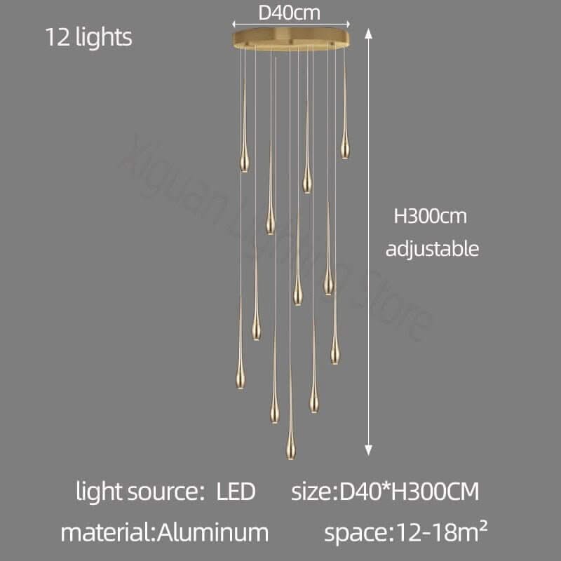 Circular Cone Staircase Chandelier – Modern LED Pendant, 1 to 25 Lights, 3 Colour Modes