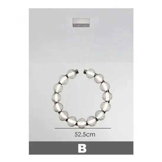 Circular Ring Chrome LED Pearl Chandelier – Art Deco Glass, CCC & CE Certified
