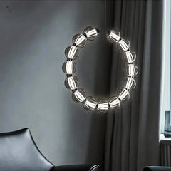 Circular Ring Chrome LED Pearl Chandelier – Art Deco Glass, CCC & CE Certified