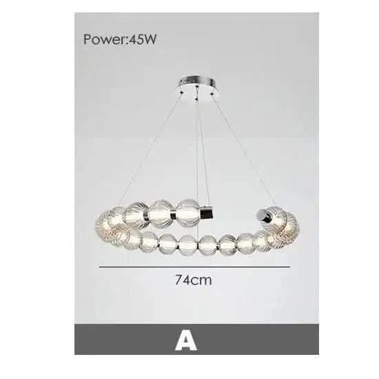 Circular Ring Chrome LED Pearl Chandelier – Art Deco Glass, CCC & CE Certified