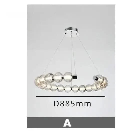 Circular Ring Chrome LED Pearl Chandelier – Art Deco Glass, CCC & CE Certified