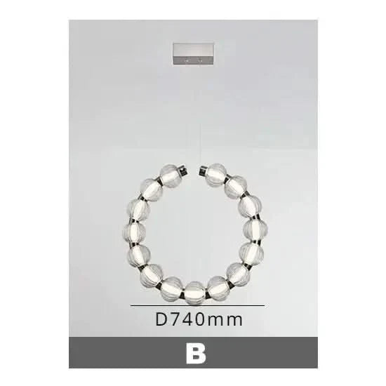 Circular Ring Chrome LED Pearl Chandelier – Art Deco Glass, CCC & CE Certified