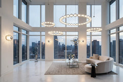 Circular Ring Chrome LED Pearl Chandelier – Art Deco Glass, CCC & CE Certified
