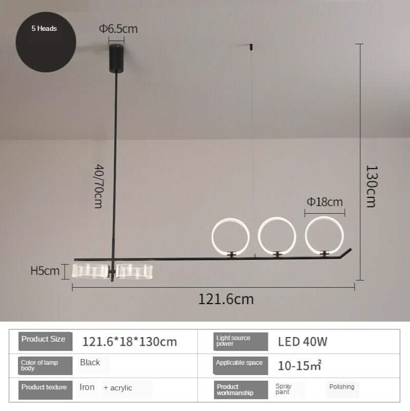 Circular Rings LED Hanging Light for Kitchen Island – 4 & 5 Ring Configurations