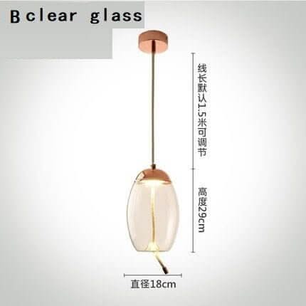 Clear Glass Pendant Light – Smoke Glass Hanging Lamp with Remote