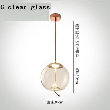 Clear Glass Pendant Light – Smoke Glass Hanging Lamp with Remote